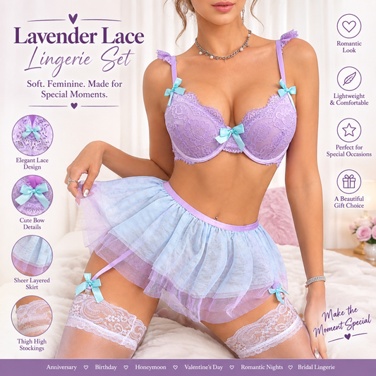 Lavender Lace 3-Piece Lingerie Set